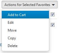 Check the box of the item(s) you wish to perform an action on, and open the Actions for Selected Favorites dropdown.