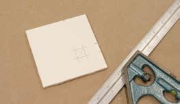 Snap cutters will make great straight cuts in ceramic tiles, but do not work for stone. Mark holes by holding the tile over previously set tiles.