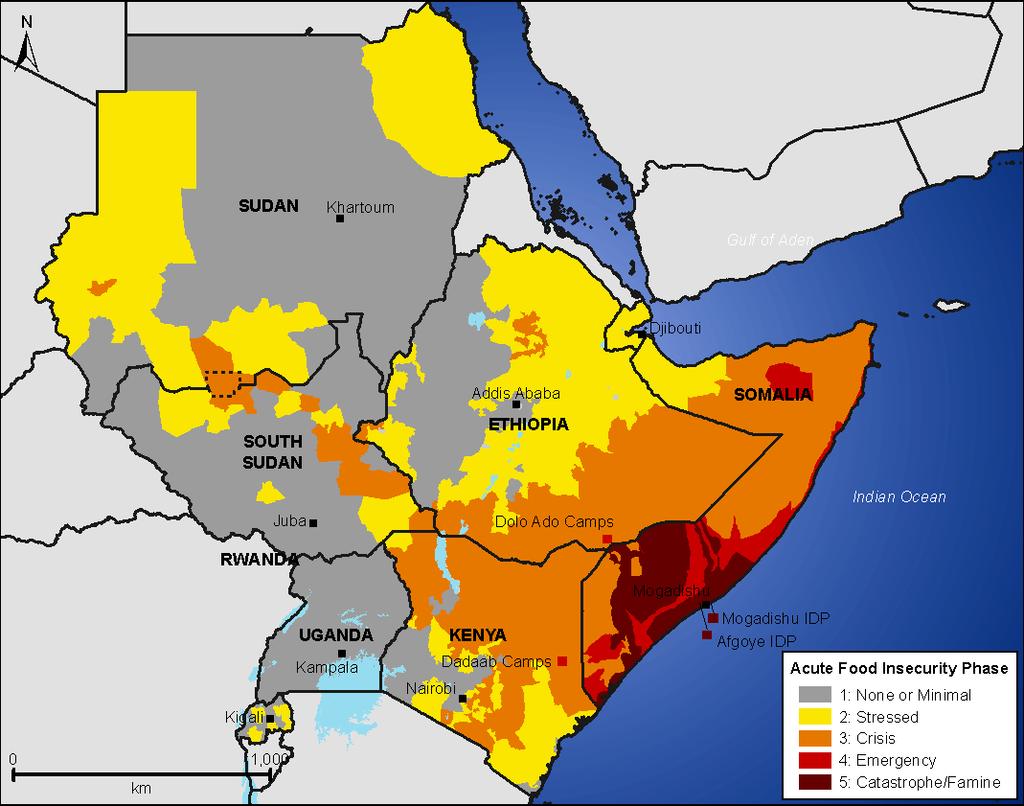 Most likely food security outcomes East Africa Oct-Dec 2011 Improvements are expected in southern Ethiopia and Kenya, largely due to the impact of the Ocotber