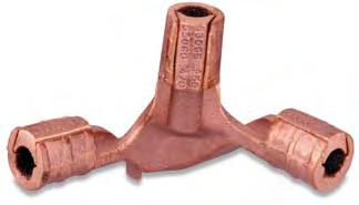 E-Z-Ground Grounding Connectors For connecting perpendicular runs of stranded copper cable to ground rod. Two Cables-to-Ground Rod Connector Heavy-Duty Cast Copper L L Nom. CBLE SIZE OVERLL DIM. (IN.