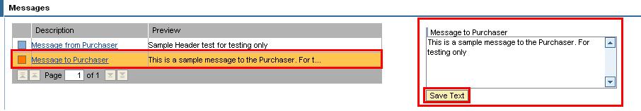 6.1.3. Adding Messages to Supplier (Header Level) Under Messages, Supplier can enter messages to the purchaser and view any message from purchaser.