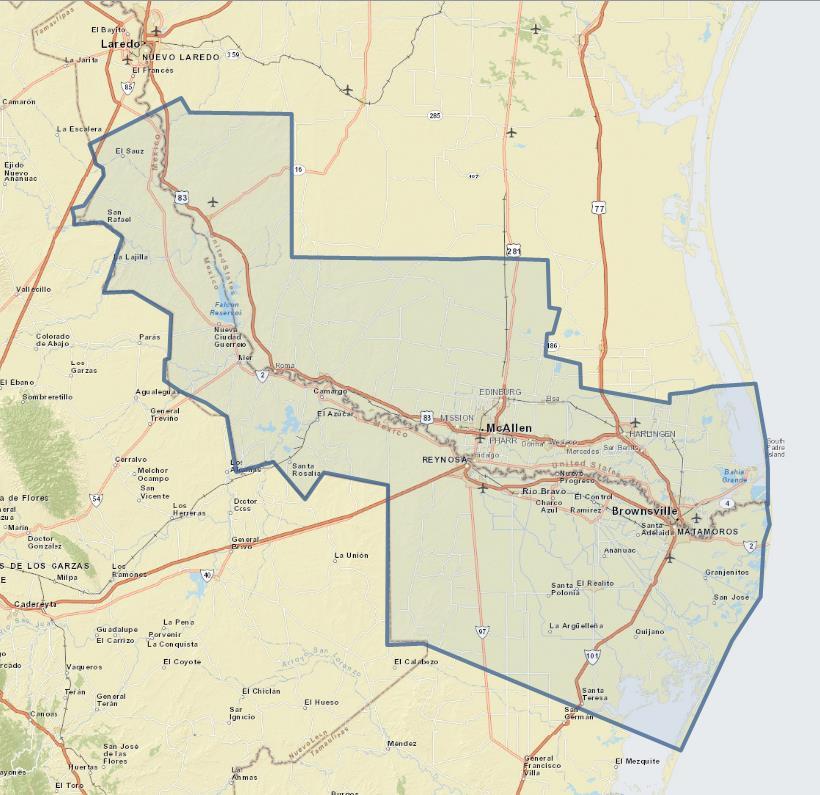 Figure 1.1: Area of Influence Focused Study Area The Focused Study Area is 15 miles north and south of the Texas-Tamaulipas international border.