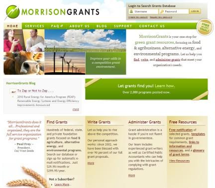MorrisonGrants.com Currently over 2,500 programs focused exclusively on food, agribusiness, energy, and the environment.