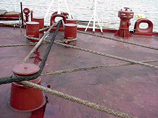 injuries occur when mooring ropes part due to