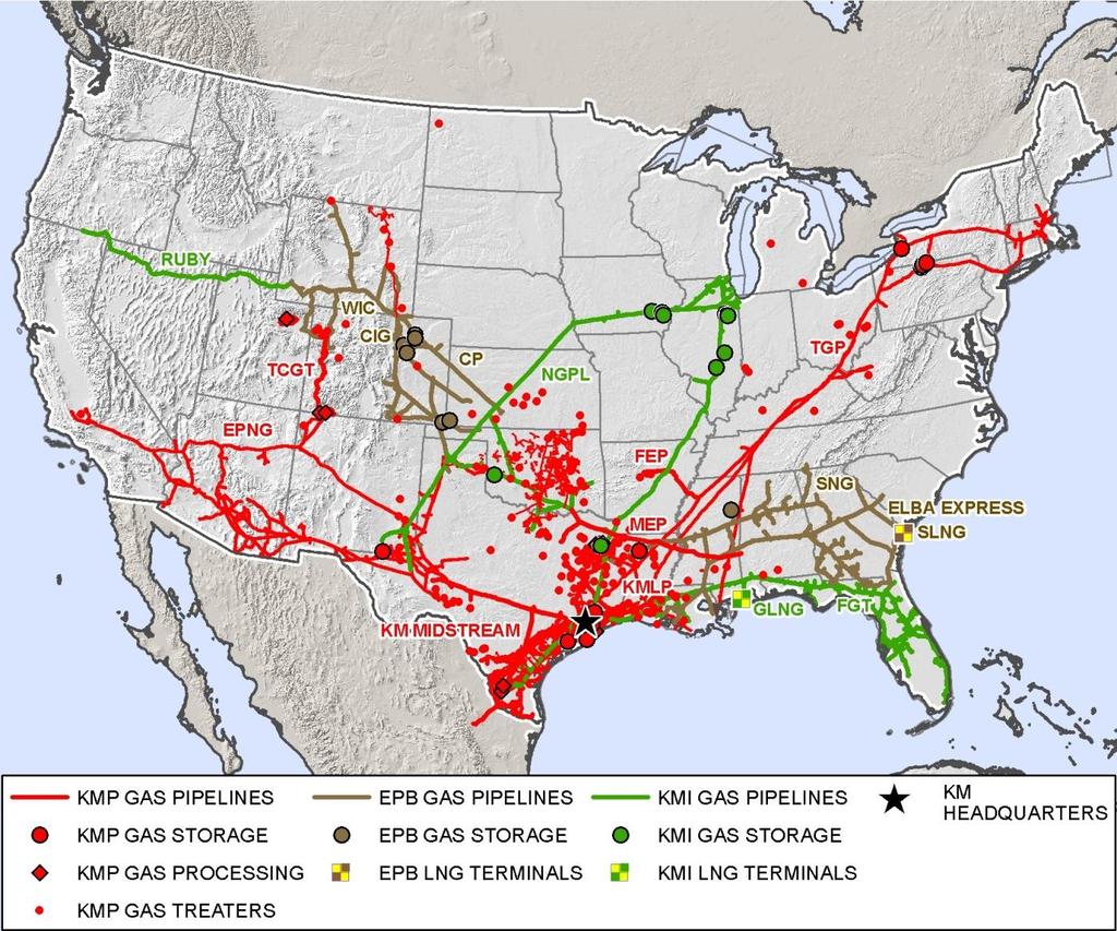 Natural Gas Pipelines Well-positioned connecting key natural gas resource plays with major demand centers Project Backlog: TGP Northeast upgrade LNG liquefaction (FTA @ Elba Island) Eagle Ford