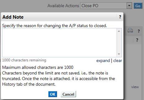 Leave the PO Export checkbox selected. 15. Click Save. Closing a PO Note: When closing a PO, there will be no need to finalize your revision.