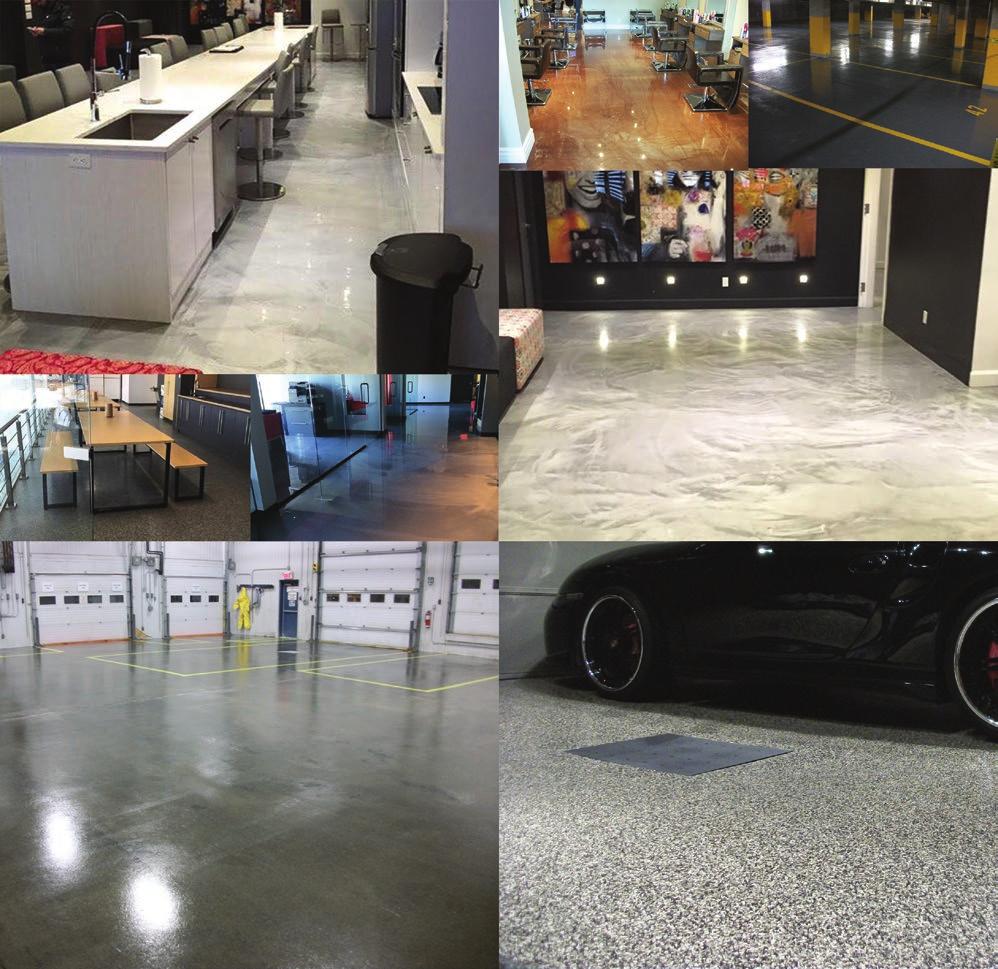 RESTAURANTS MALLS EPOXY WITH VINYL FLAKES INDUSTRIAL High gloss finish that is easy to clean and maintain.
