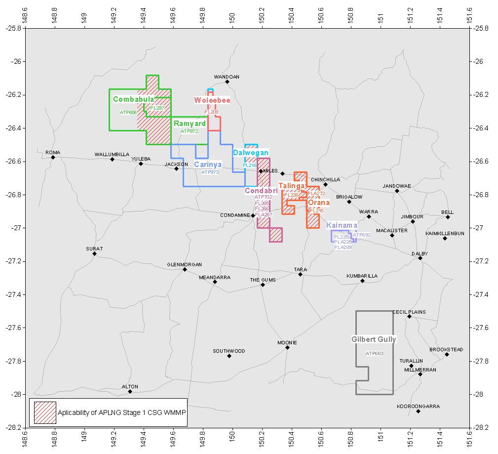Figure 1 Locations of Australia Pacific LNG EPBC 2009/4974 Approved Tenements GPO Box