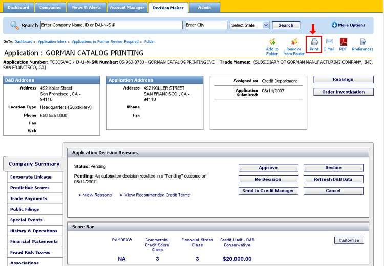 6.3 Print You can print the application information to keep a print record of the decision in your paper files.