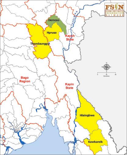 insecure). In southern Shan State, Hopong, Hsihseng and Phekon townships remained moderately food insecure.