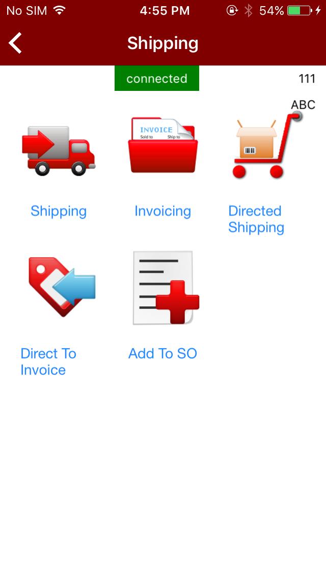 Directed Shipping icon Press the Directed Shipping icon to start.