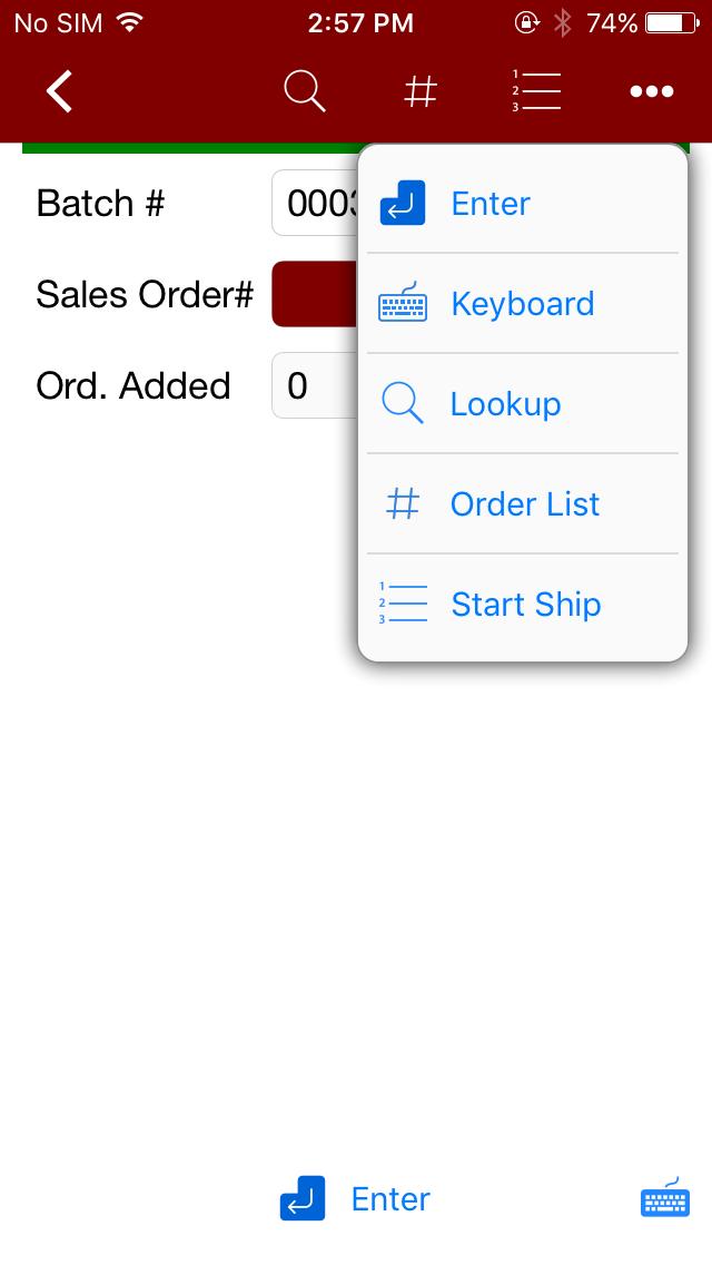 Directed Sales Order Prompt List builder Scan or Key in as many Sales Orders as you wish to ship, or use Lookup button to select Sales Orders from a list and press Start Ship.