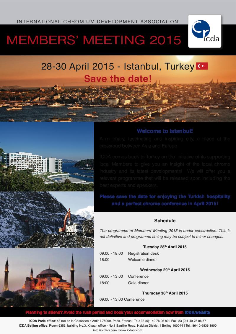 Upcoming conference: 2015 Istanbul, Turkey