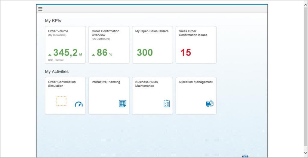SAP Integrated Business Planning for supply&response Entry screen KPIs and alerts overview