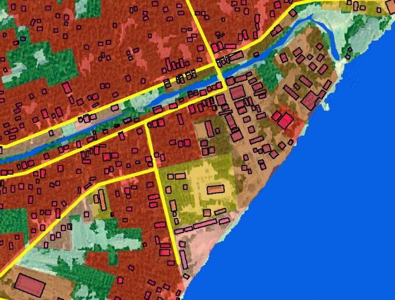 Urban mapping of buildings & infrastructure Land use map with building and infrastructure inventory - Infrastructure