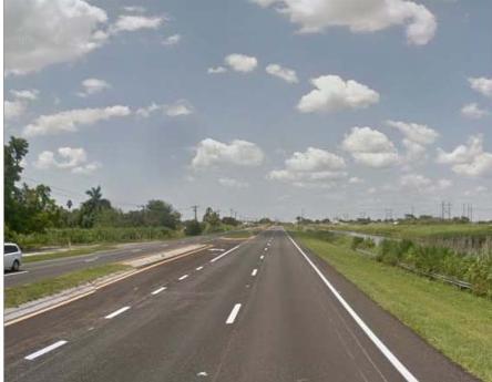 The median widths narrow approaching the Town of South Bay and a narrow tree canopy median provides roadway separation within South Bay and through the Town of Belle Glade.