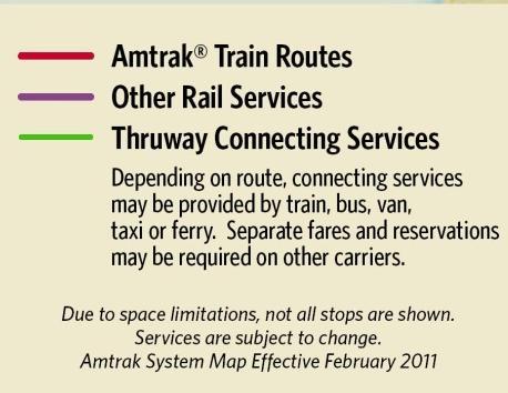 The primary impacts to economic development in the corridor occur around the proposed station locations. Amtrak A map of Amtrak and major thruway connecting services are shown in Figure 5-3.