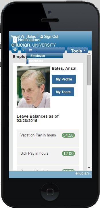 Employee Profile Employee Profile Mobile Information is condensed and presented in a push instead