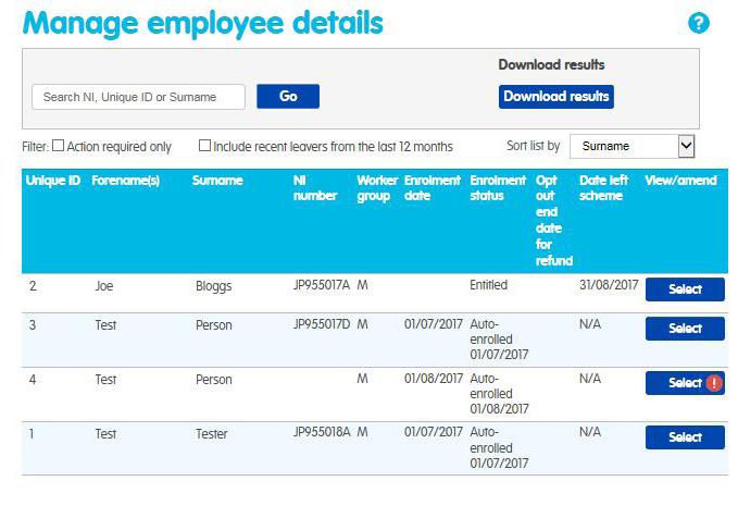 Manage employees employee details Use the search bar to find an employee using their National Insurance number,