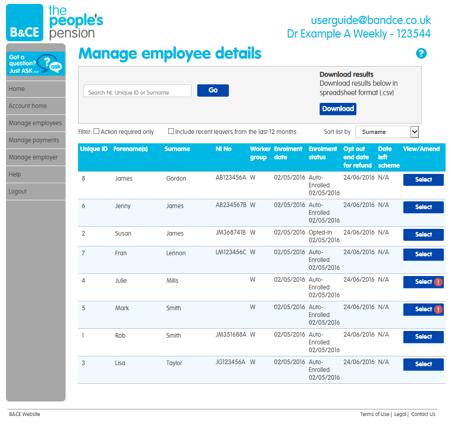 You can filter employees to show only those where an action is required (like adding a National Insurance number)