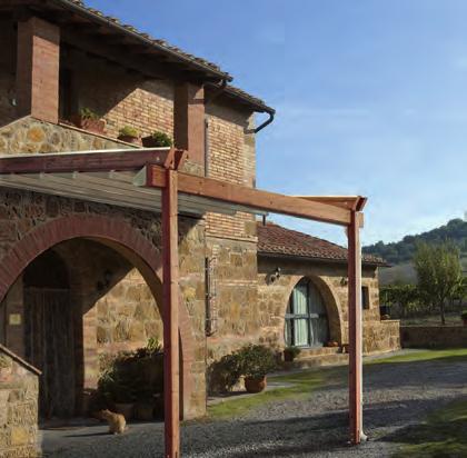 The Gennius L1 has the traditional appearance of a wooden pergola. The fabric guiderail system is supported by engineered laminated layer wood rafters, header, and columns.