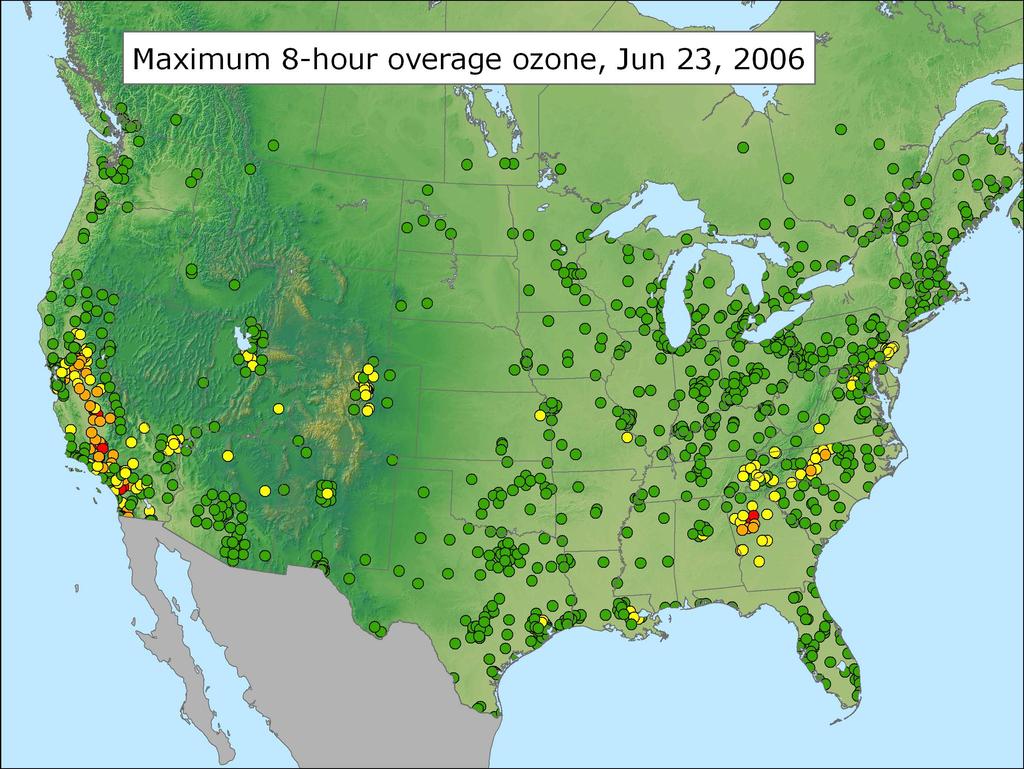 Results of Map Analysis: Ozone June 23, 2006 Maximum 8-hour