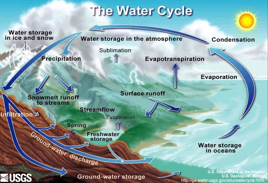 The Earth s Water Cycle Evaporated water becomes part of nature s recycling system.