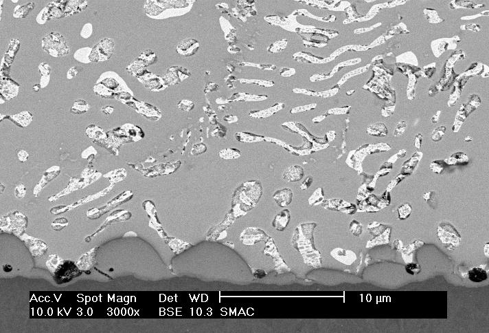6). In the voided region, the surfaces were inspected at higher magnification with no intermetallic found. Discussion Figure 5: SEM images of FET Q3B2 showing ~ 3.