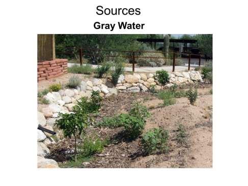 Gray water is water that has been used for various purposes, resulting in a level of water quality that not potable but is benign enough to be used in landscapes.