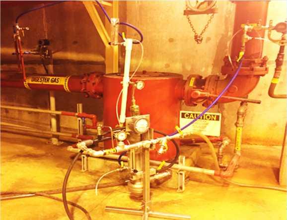 Pilot Unit Setup Located in digester gallery of South Shore WRF Treated Biogas Outlet Gas
