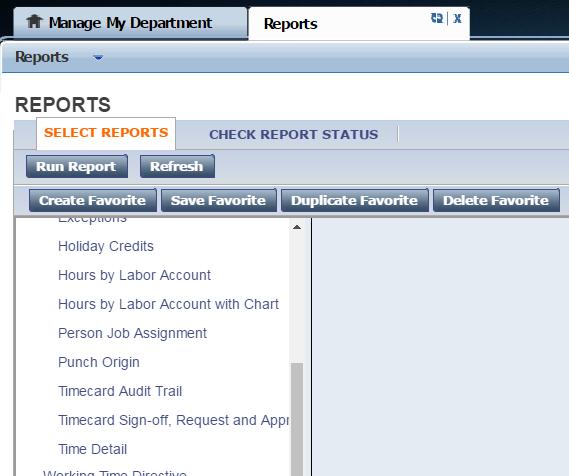REPORTS Time Detail Report The Time Detail Report shows the time and leave entered into the employee s timecard for a specified period of time.