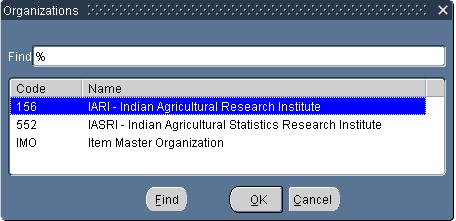 Oracle Process- Screenshots & Steps Select the correct Organization IARI Indian
