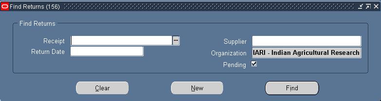 Oracle Process- Screenshots & Steps The Select Organization window opens. Select the appropriate organization and click "OK" The Find Returns window opens.