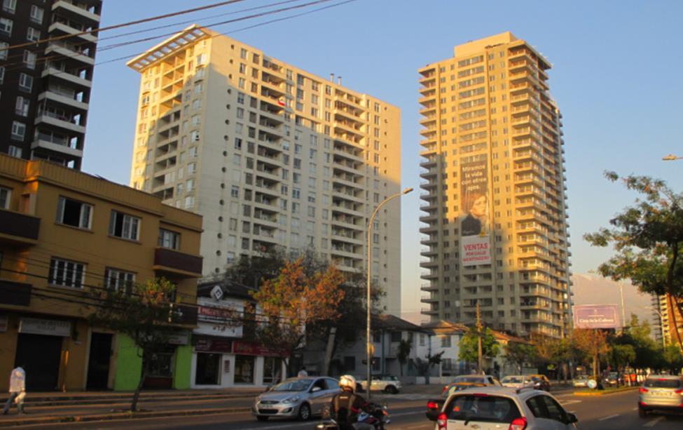 Fig. 1 Tall buildings erected by urban renewal plan in Irarrazabal Avenue, Ñuñoa district. Santiago of Chile. 2.