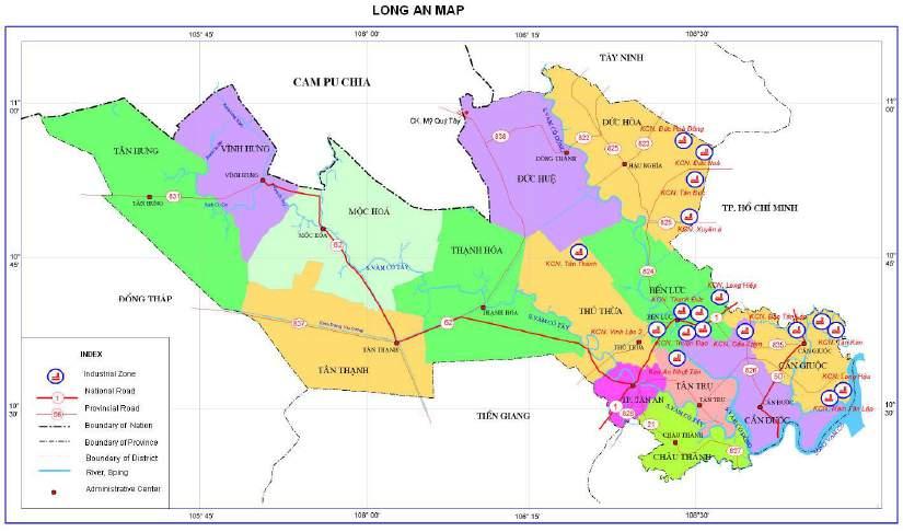 IEE: MFF: Power Transmission Investment Program (Tranche 3) - 500kV My Tho-Duc Hoa Transmission Line Figure 3: Administrative maps of the provinces of Long An and Tien Giang Maps obtained from:: Viet