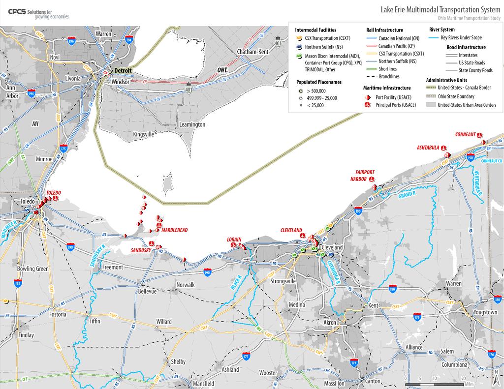 Ohio Working Paper 1 Ohio s Maritime Transportation System Figure 2-1: Lake Erie MTS Facilities Source: USACE, CPCS Consultations, Research The following provides a summary of the principal ports on