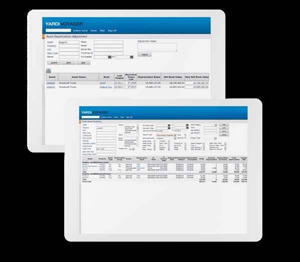 Real-time Reports Yardi Fixed Assets reports provide analytics as well as summary and detailed information about your assets. On-screen reports allow you to drill down to related screens.