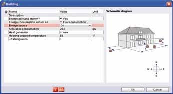 Step 3: Defining your consumers Enter daily hot water consumption or yearly demand Select the building characteristics from an extensive catalogue or you can define the heating demand or the oil/gas