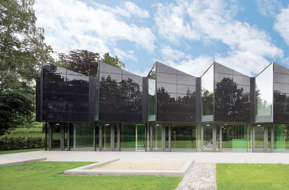 BUILDING-INTEGRATED PHOTOVOLTAICS indium, gallium and selenium. Manz manufactures BIPV modules in various, freely selectable dimensions and shapes in the Southern German town of Schwäbisch Hall.