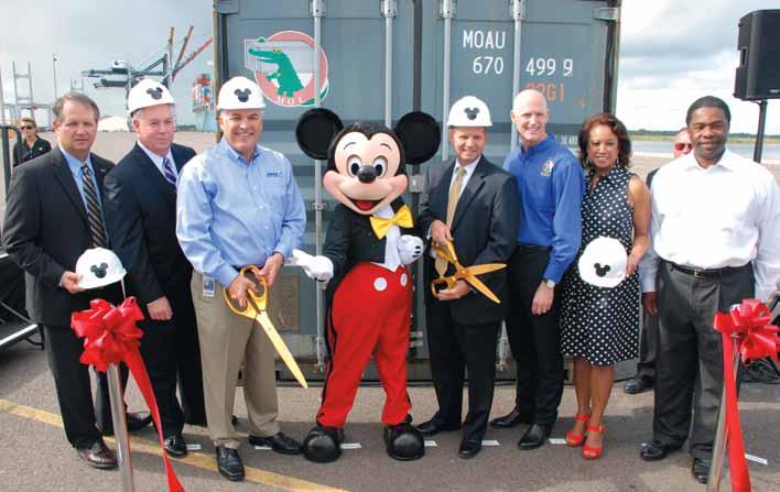 Disney, Honda, ocean carriers boost volume at America s Logistics Center Mickey Mouse joins in the celebration of new business at the TraPac Container Terminal.