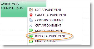 16 Day-to-Day Operations Guide Repeating Appointments Use this feature to repeat an existing appointment. The repeat option will make a copy of the appointment for a new date and time.