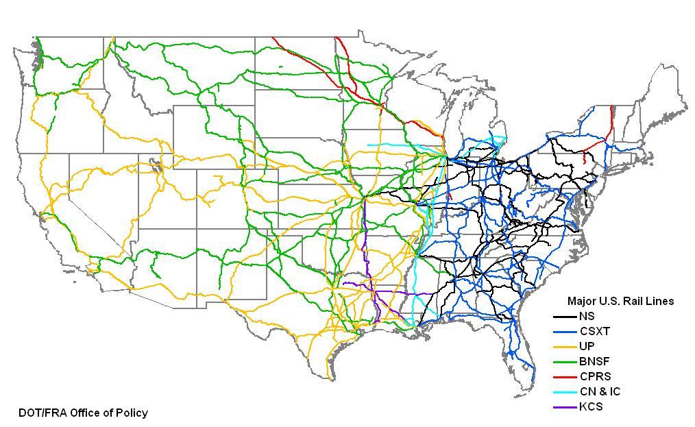 US Rail System Map Today: Class