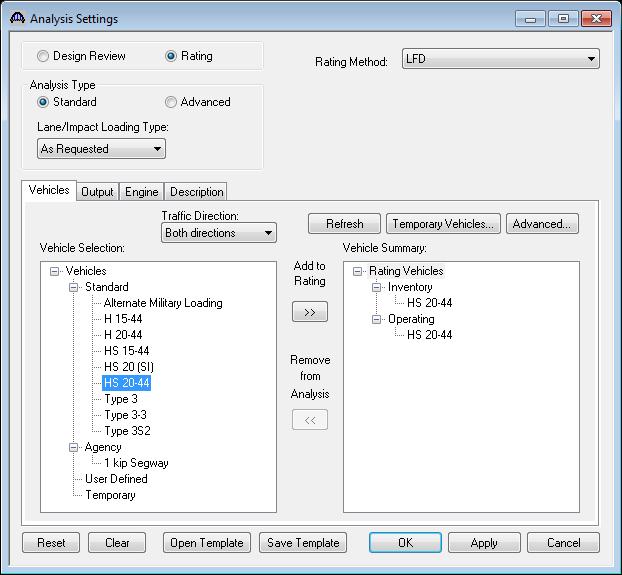 Click View Analysis Settings in the Bridge Workspace toolbar to open the Analysis Settings window.
