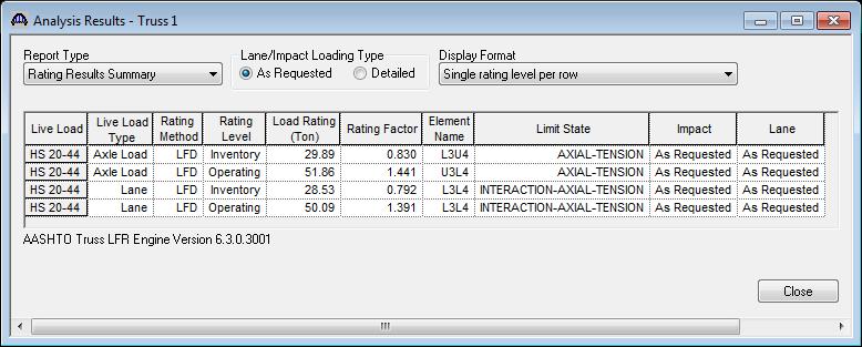 Click View analysis report in the Bridge Workspace toolbar to open the Analysis Results window.