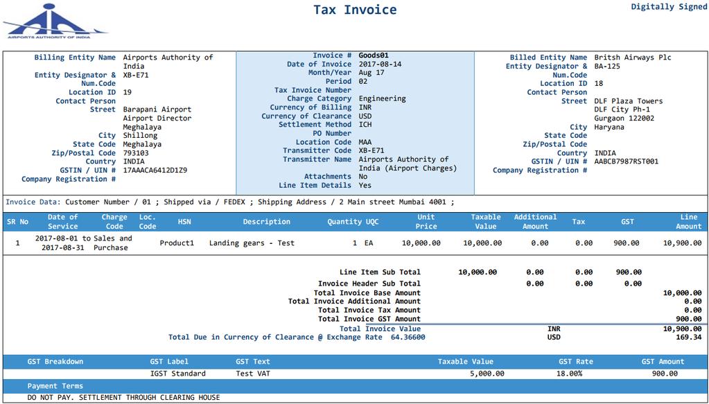 1.10. Goods - Tax Invoice Below is an example of the PDF layout