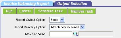 5. The report format and delivery option can be modified on the Output Selection tab if needed. 6.