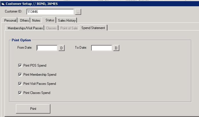 Spend Statement You can now print a statement which will show all purchases that have been placed against that
