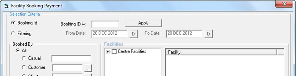 Facility Booking Payment Function You can now make a payment from POS through the Facility