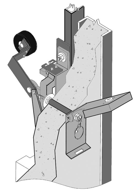 bracket and adjust to a middle position. There is a channel on the back side of the door open cam. This channel fits over the square nut that secures the upper chain rod, and prevents any movement.