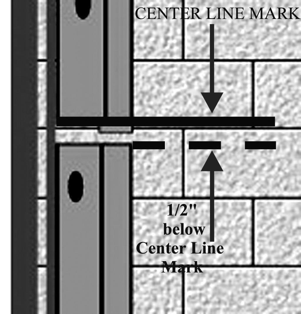Beginning with the lowest opening, measure up from the finished sill one half the designed opening height, as shown on the approved layout drawings, and place a center line reference mark on each